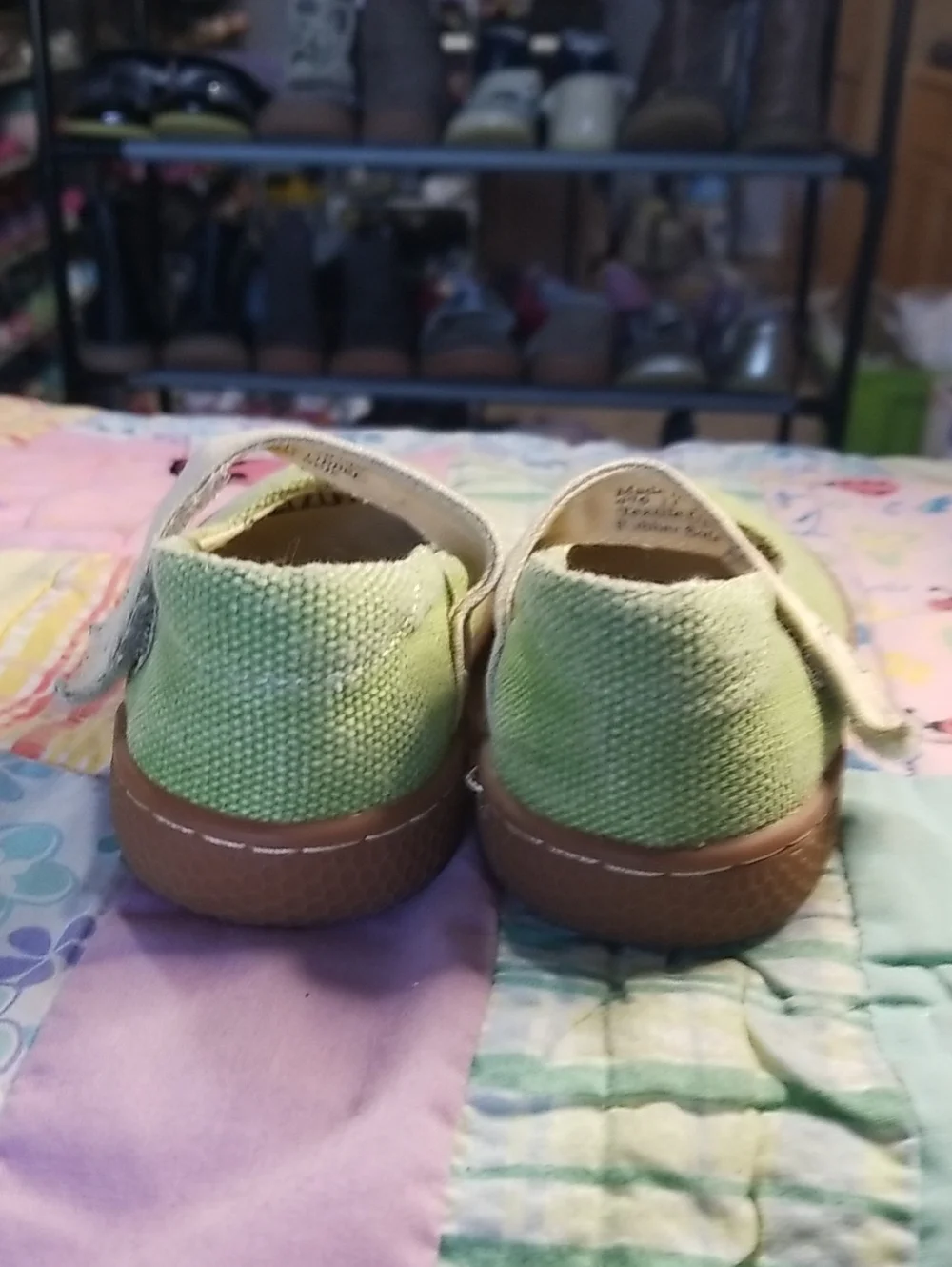 Livie & Luca Light Green Canvas Mary Jane Shoes with Tan Soles Size 6 Carta II